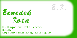 benedek kota business card